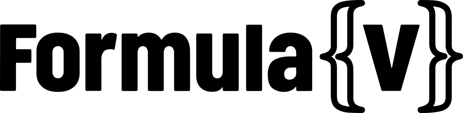Logo von Formula V. Das V steht in geschweiften Klammern.